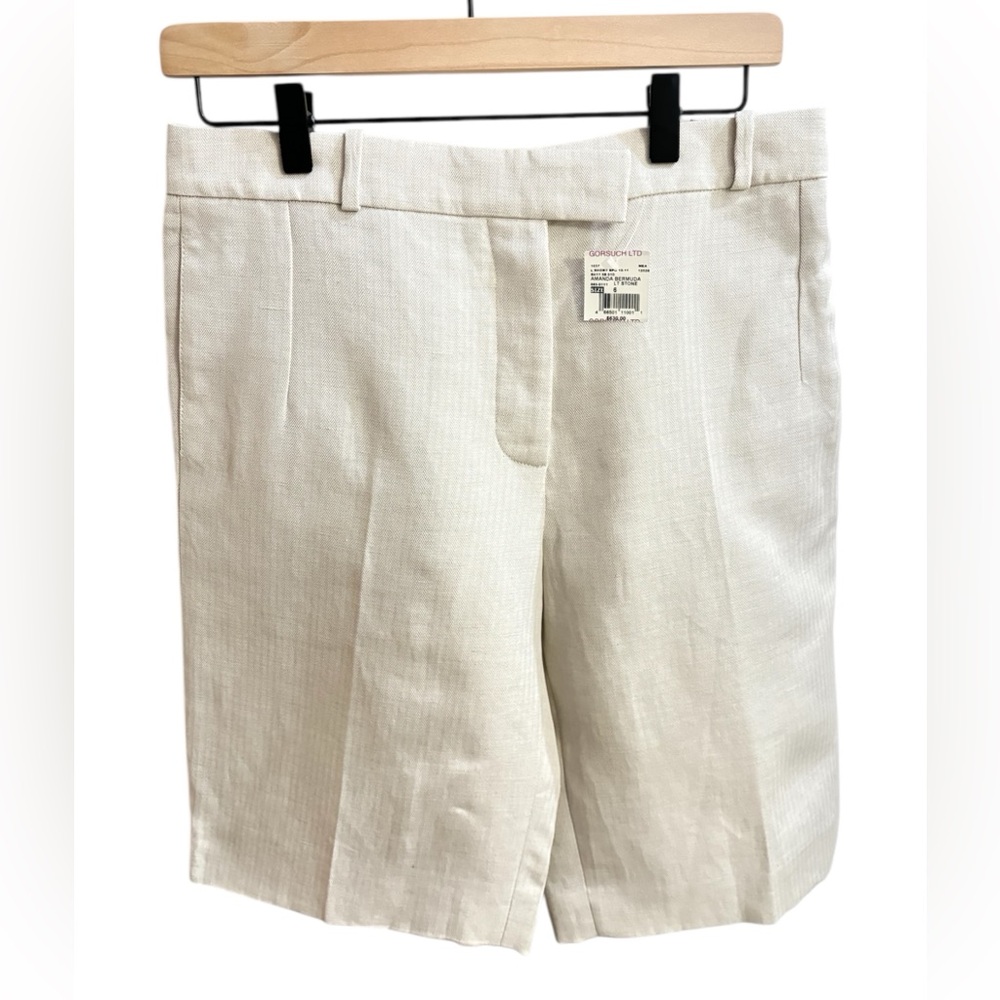Chloe Amanda Bermuda Shorts Beige Linen Blend NWT